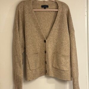 Eloquii Beige Knit Cardigan with Pockets